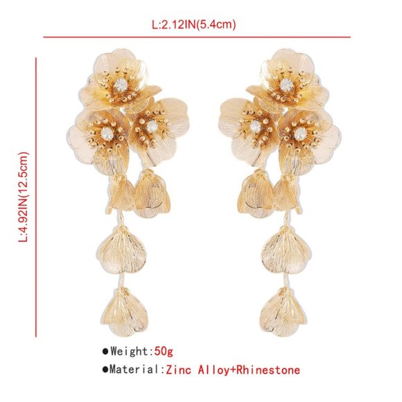 Zara Fashion Kate Middleton Flowers Floral Cascade Drop Statement Earrings - Picture 5 of 16